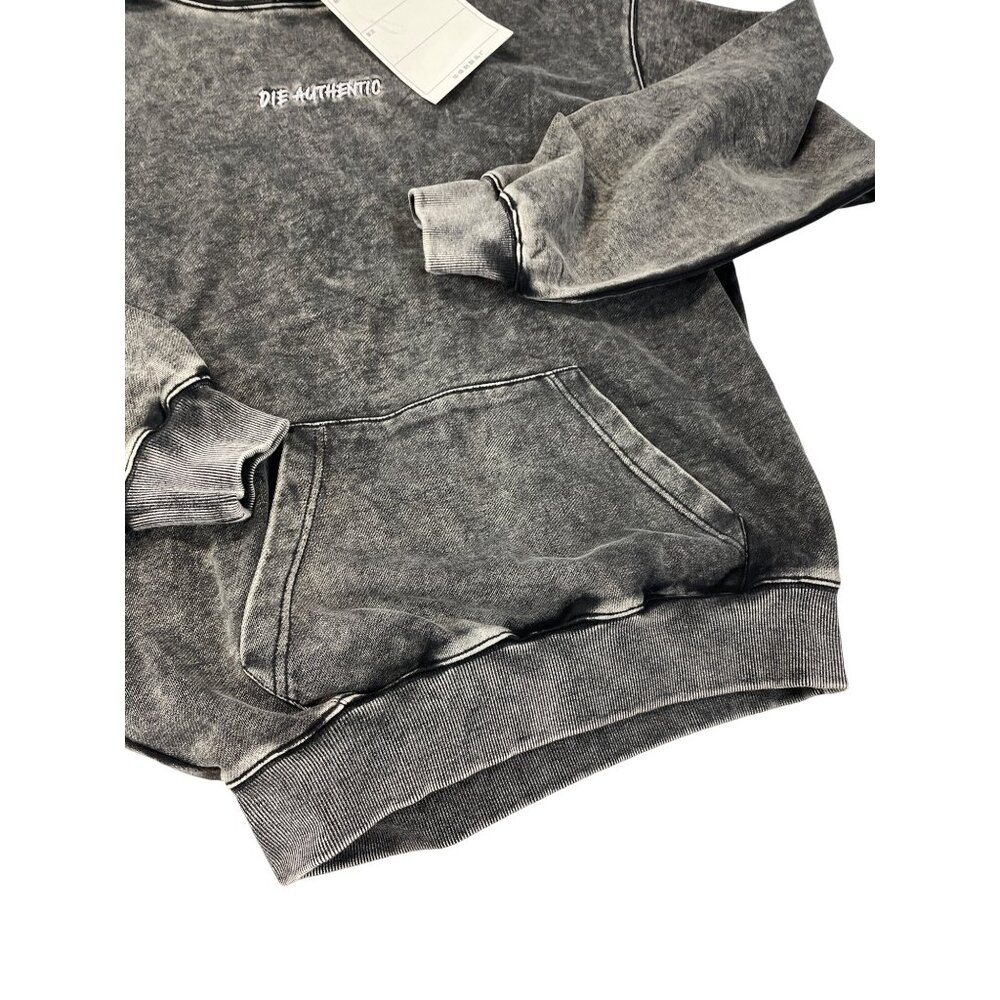 Die Authentic Distressed Die Washed Gray embroided Hoodie Sweatshirt L SKU 9333 - Picture 7 of 15